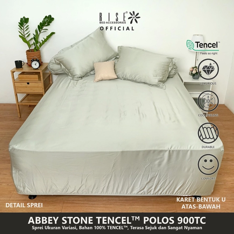 Product image Rise Sprei Set Bed Cover TENCEL Lyocell 900TC Motif Abbey Stone 160 x 200 all variant